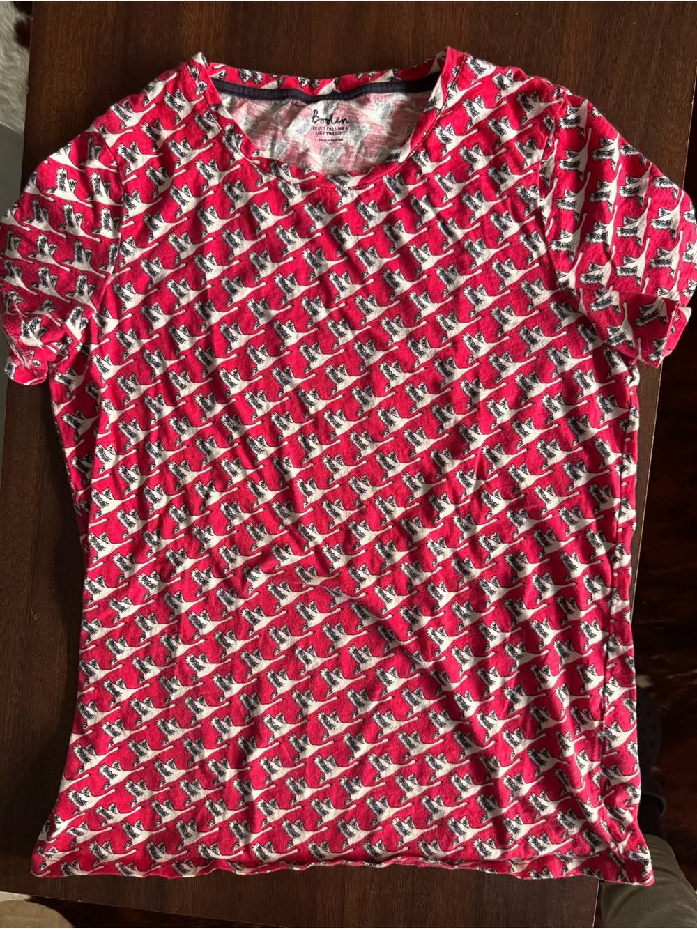 Boden Red Bird-Print Short Sleeve Tee